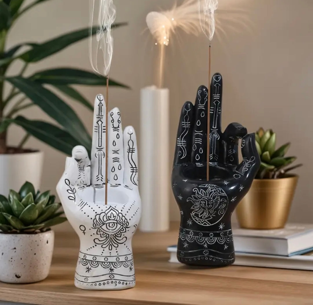 Yin-Yang Resin Incense Holder Pair – Handcrafted Black & White Symbolic Set (Includes 5 Free Incense Sticks)