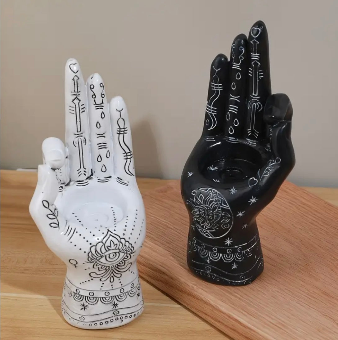 Yin-Yang Resin Incense Holder Pair – Handcrafted Black & White Symbolic Set (Includes 5 Free Incense Sticks)