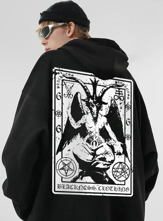 🕯️Baphomet Hoodie – Cotton Knit, Long Sleeve Streetwear for Fall/Winter