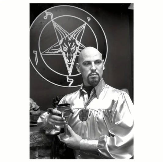 Anton LaVey Baphomet Canvas Wall Art – 12x18” Gothic Occult Decor (Frameless, Reflective Finish)